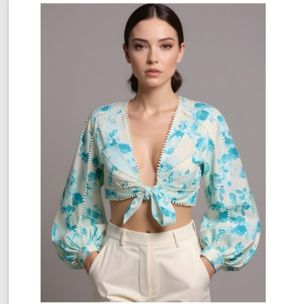 Asos Floral Tie-Front Blouse